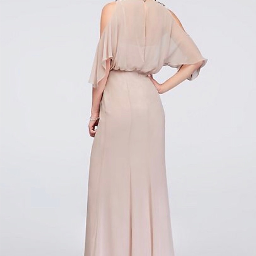 Cold-Shoulder Blouson Chiffon Bridesmaid Dress